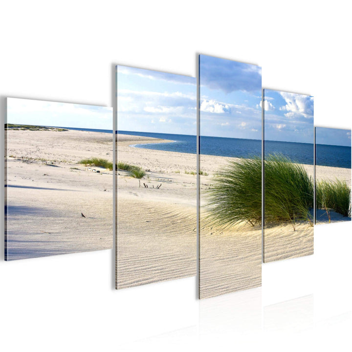 Runa Art Wandbilder Strand Meer 5 Teilig Bild auf Vlies Leinwand Deko Schlafzimmer Wohnzimmer Panora