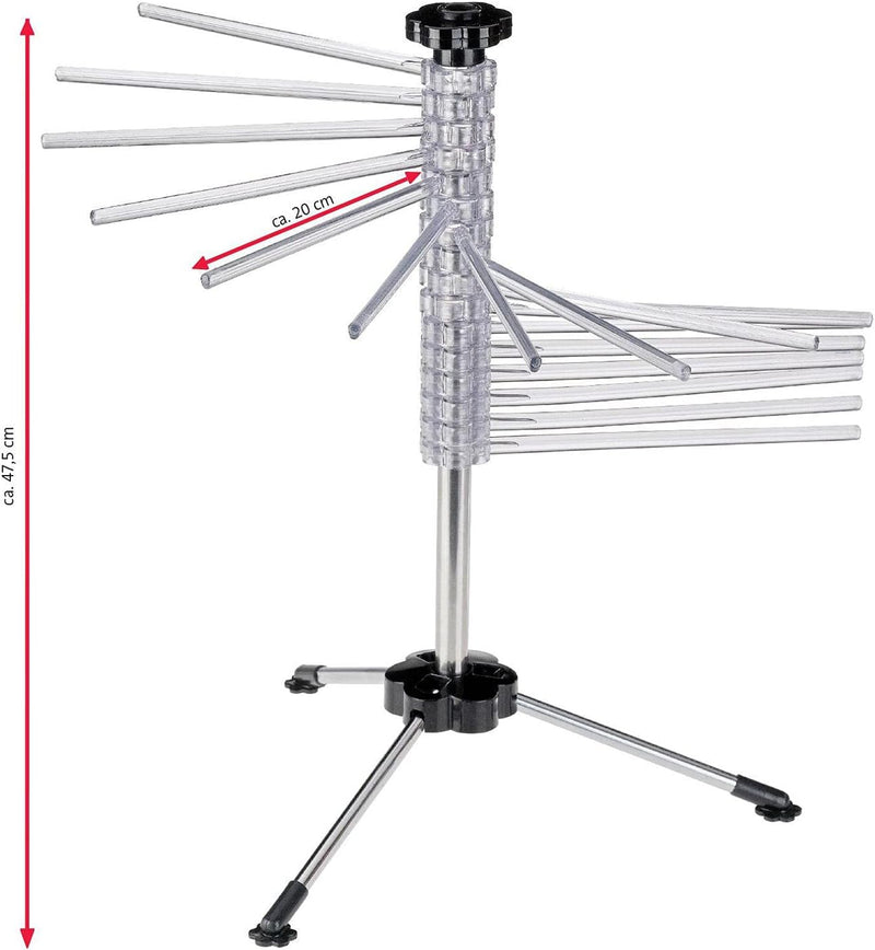 Westmark Nudeltrockner/Nudelständer, mit 16 Stäben, zusammenklappbar, Kunststoff/Rostfreier Edelstah