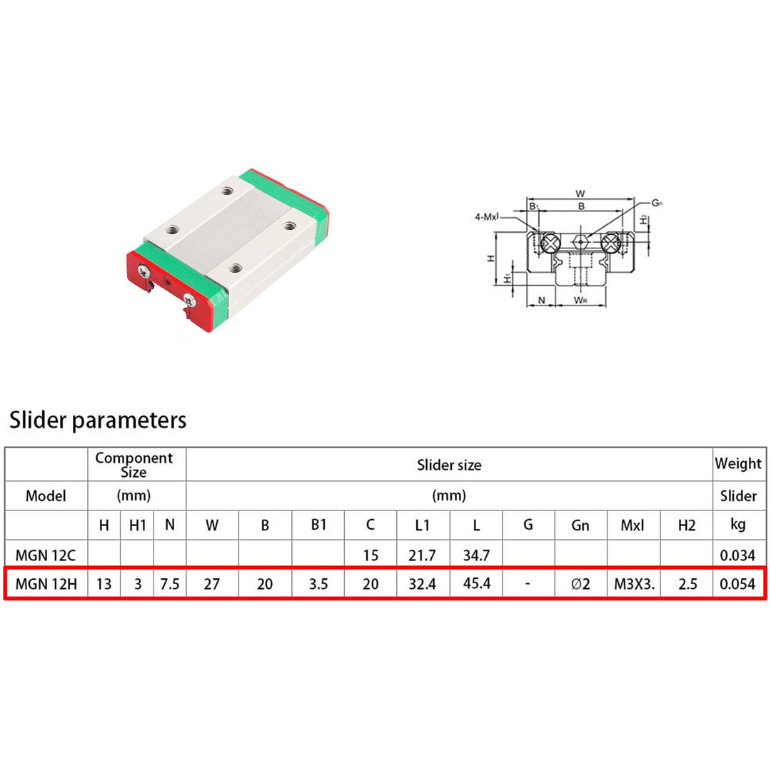 MGN12H 300MM linearführung schiene MGN12 linear rail mit MGN12H Carriage Block für 3D-Drucker und CN