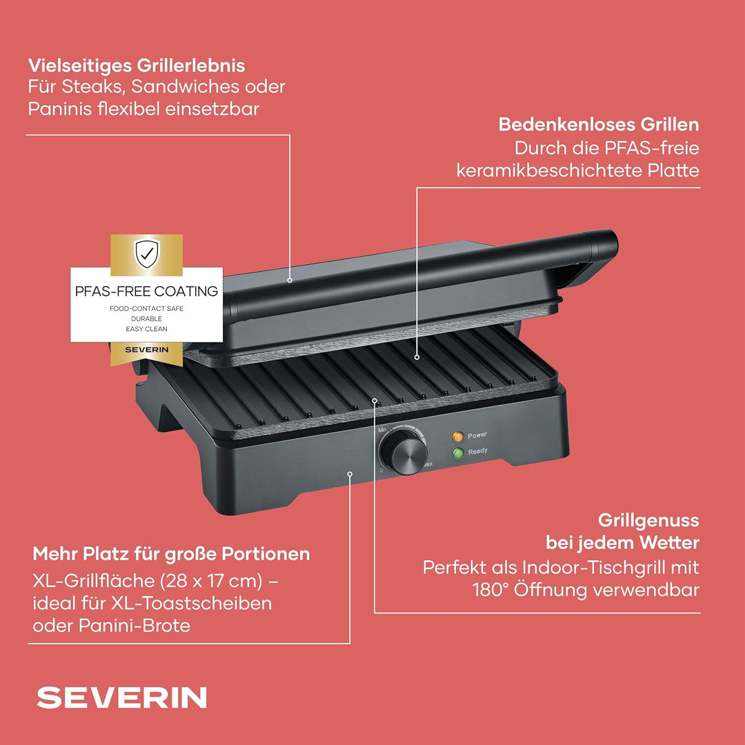 SEVERIN MultiGrill XL, hochwertige Keramikbeschichtung, grosse Grillfläche, PFAS-freie Grillplatten,