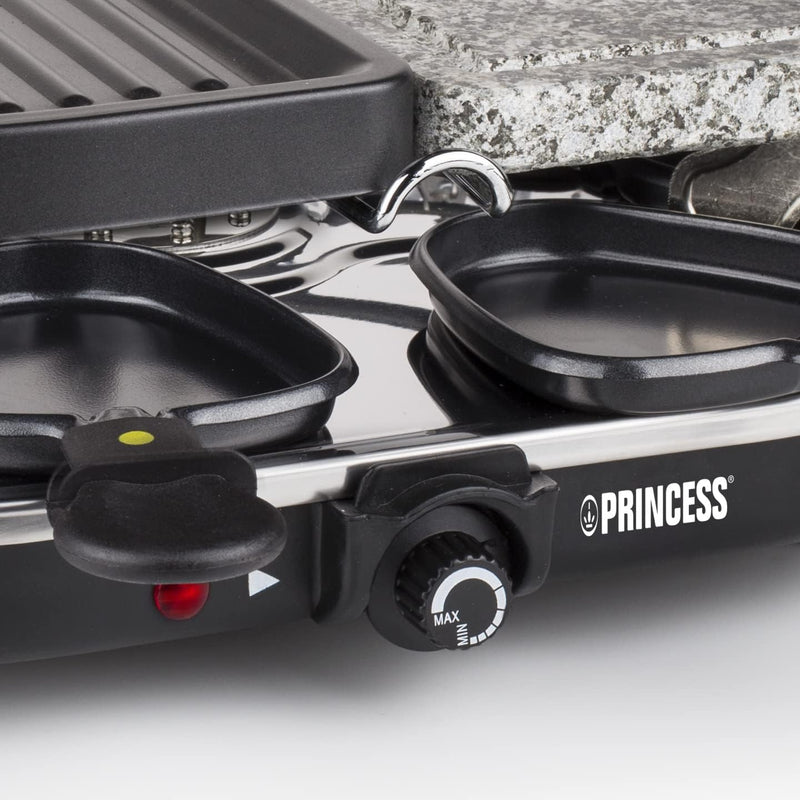 Princess Raclette Grill - Oval, mit Stein- und antihaftbeschichteter Grillplatte, für 8 Personen, 12