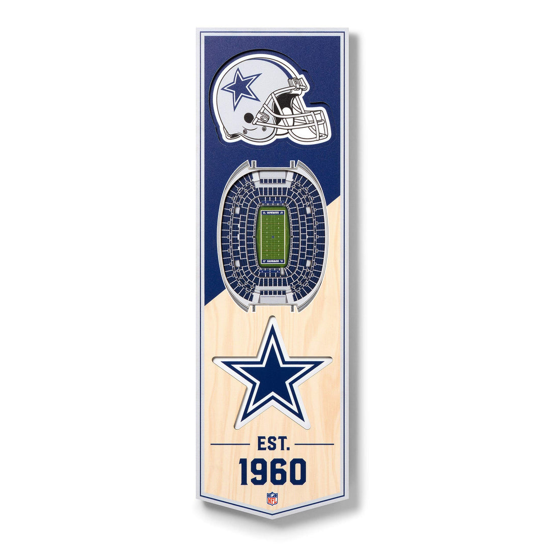 YouTheFan NFL 3D Stadion Banner, 15,2 x 48,3 cm Dallas Cowboys, Dallas Cowboys