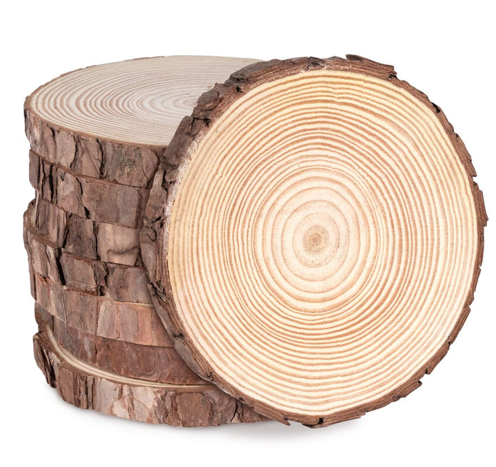 ilauke Holzscheiben 8 Stücke Holz Log Scheiben16-17CM Runde Naturholz Baumscheiben Ca.15mm Dicke für