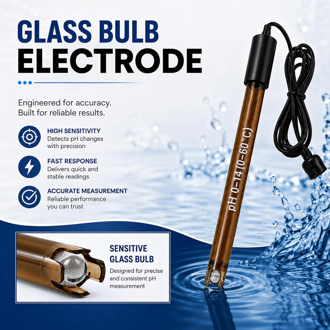 High Accuracy Combination pH Electrode for Continuous pH Monitoring, 0-14 pH Probe with 200 cm Long