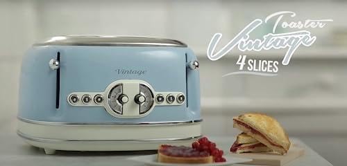 Ariete,156 Toaster im Vintage-Design für 4 Scheiben, 1600 W, 6 Toaststufen, aus lackiertem Edelstahl