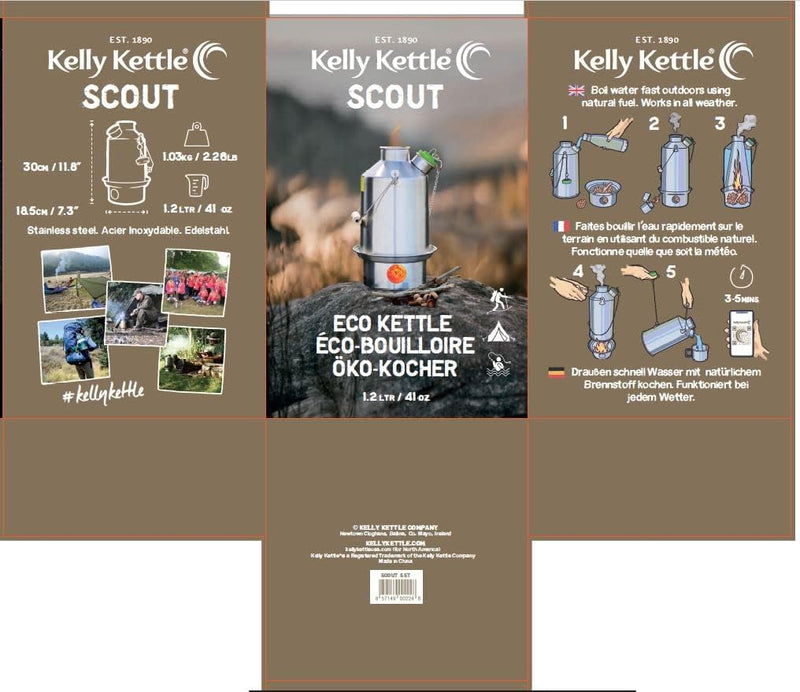Kelly Kettle Camp Stove Stainless Steel - Boils Water Within Minutes, Uses Natural Fuel, and Enables