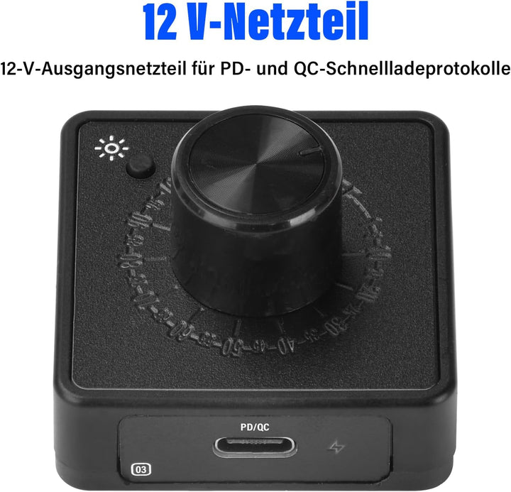 Aideepen 4 Pin 12V PWM-Lüfterregler, Type-C 12V-Netzteil 4 Draht Fan Speed Controller mit Hintergrun