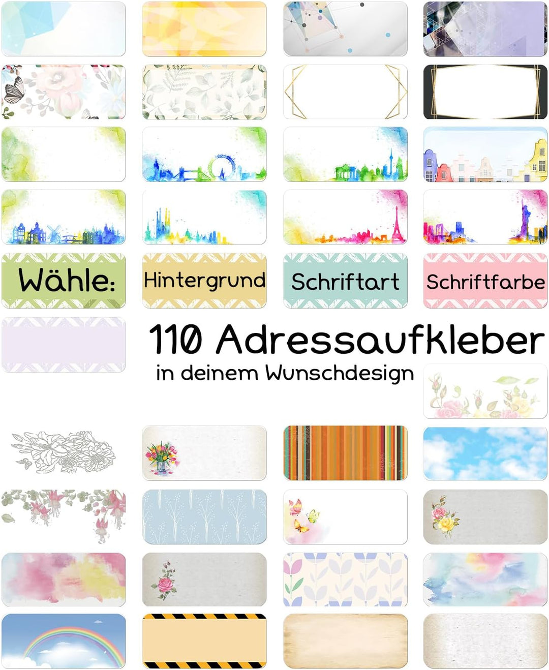 Sunnywall® Adressetiketten Adressaufkleber personalisiert - 110 Klebeetiketten Lila 53x21mm | Aufkle