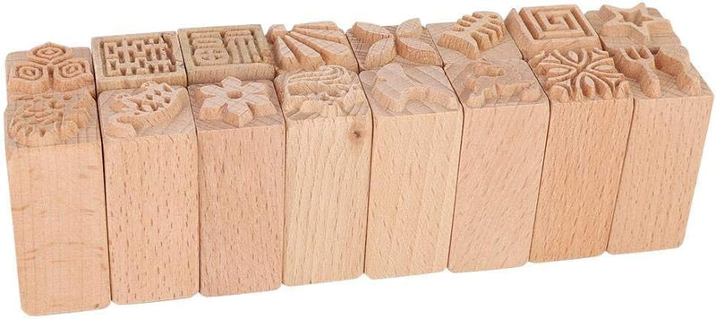 Atyhao Holz Ton Keramik Stempel, 16Pcs Keramik Werkzeuge Briefmarken Ton Dekorative Stempel Handgesc