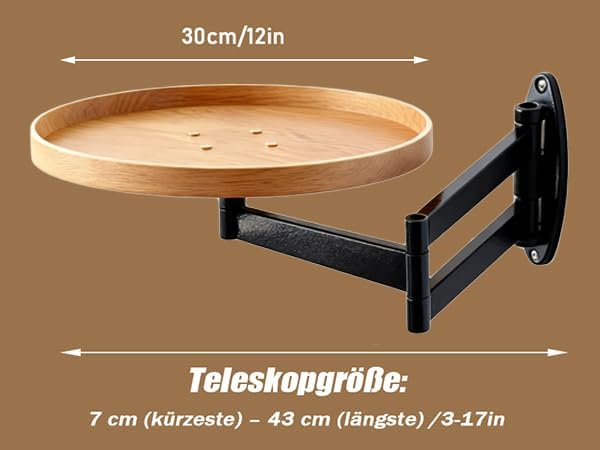 Rund Klapptisch Wand Kleine Wandtisch 11.8 in Runder Tisch zur Wandmontage Ausziehbar Klapptisch Pla