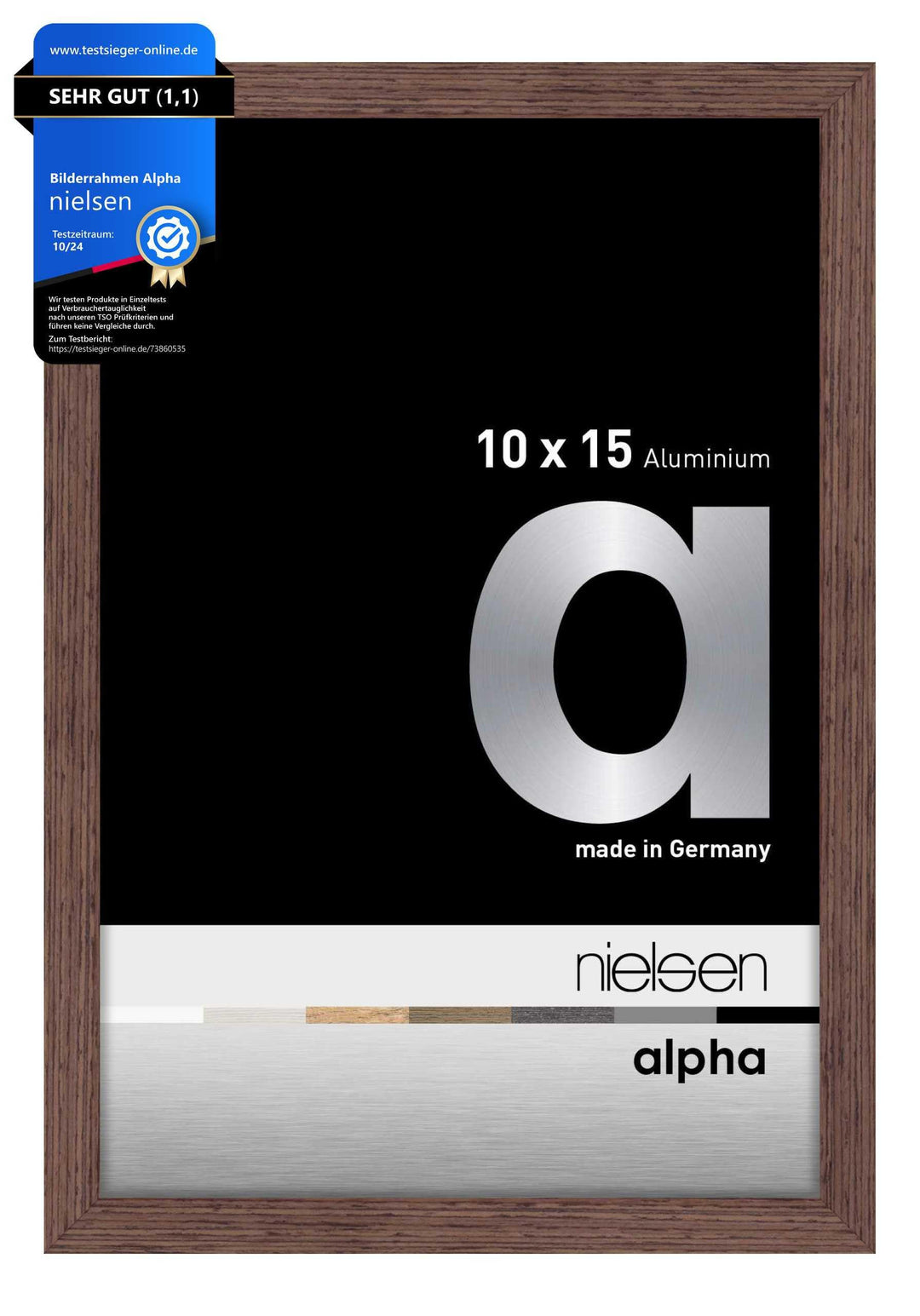 nielsen Aluminium Bilderrahmen Alpha, 10x15 cm, Wengé Hell Wengé Hell 10 x 15 cm, Wengé Hell 10 x 15