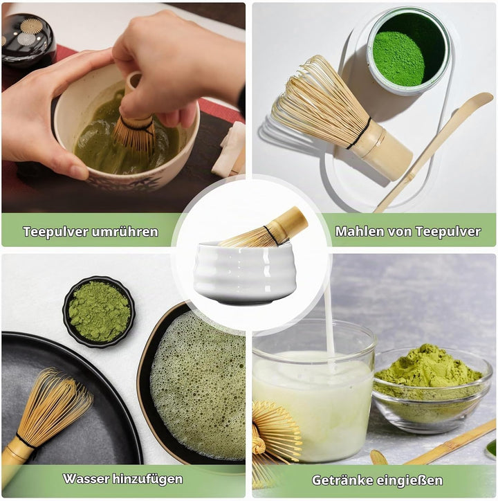 Matcha Tee Set, Matcha Besen Set mit Matcha-Schneebesen, Besenhalter, Matcha Schale aus Keramik, 2 T