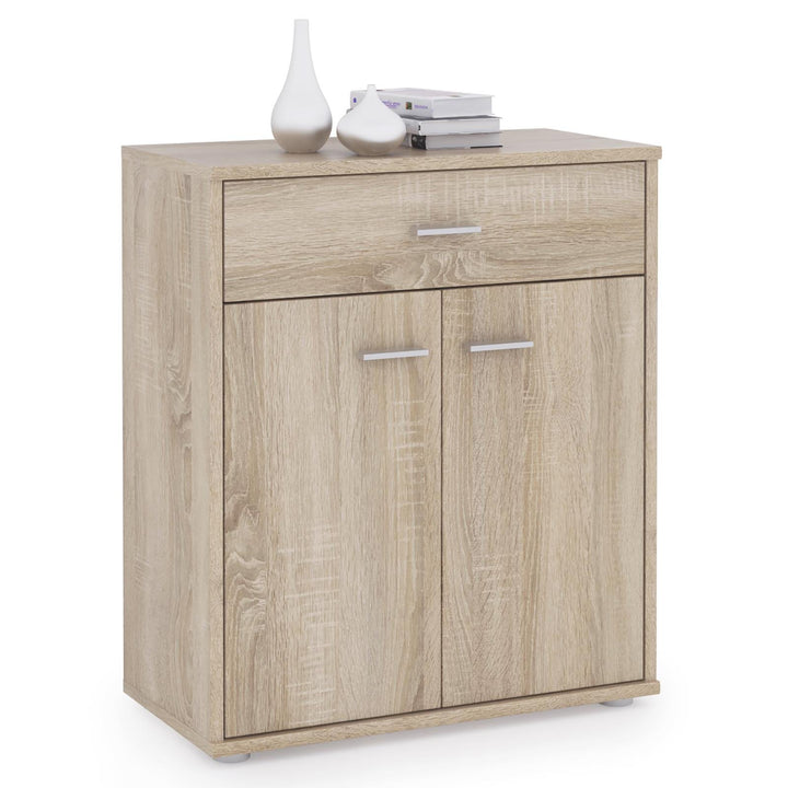 CARO-Möbel Kommode Sideboard Schrank Tommy in Sonoma Eiche, Anrichte mit 1 Schublade und 2 Türen, So
