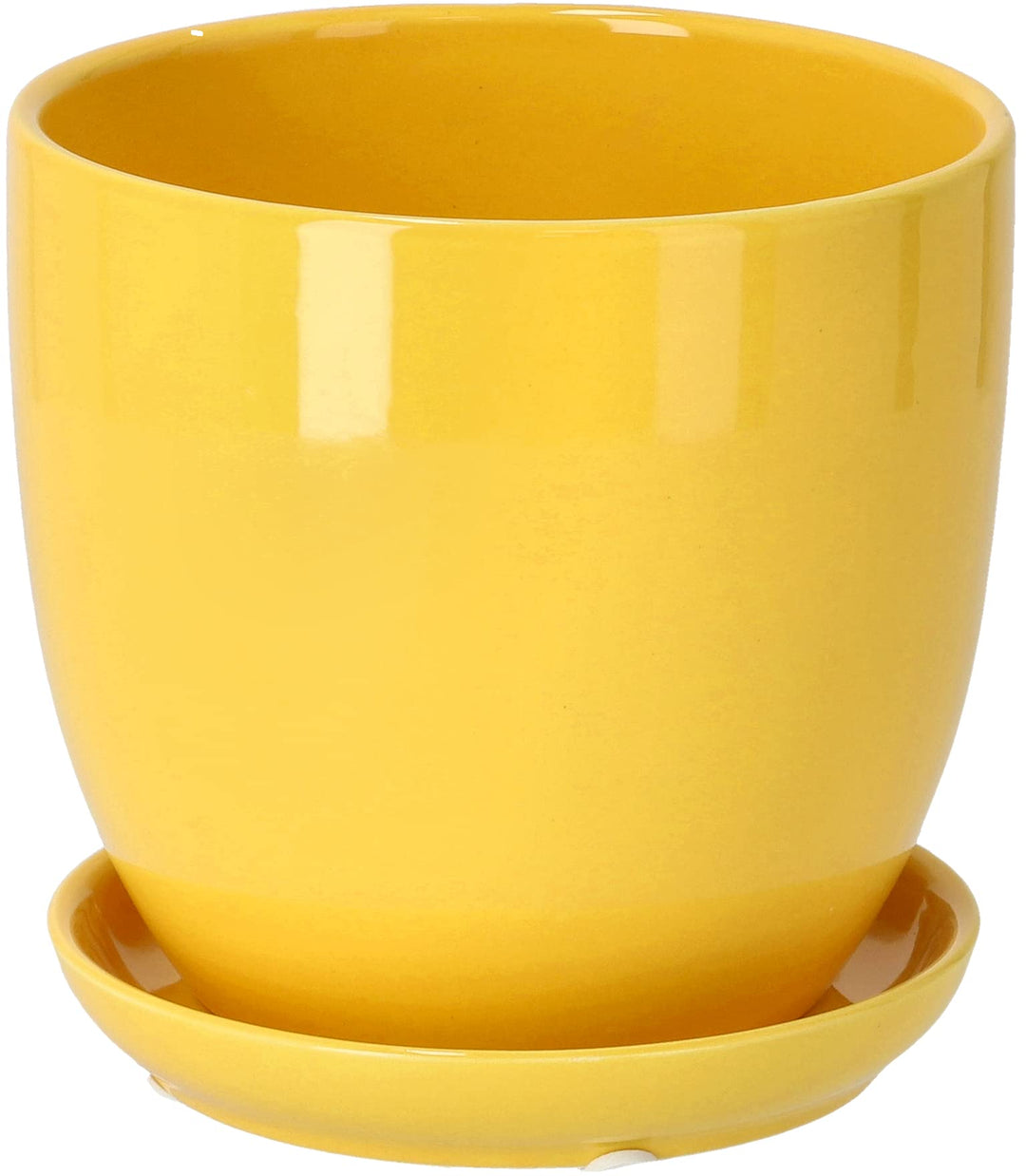 KOTARBAU® Keramik Blumentopf Übertopf für Blumen Pflanzen ⌀ 20 cm mit Tropfschale Gelb ⌀ 20 mm Gelb,