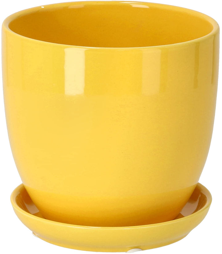 KOTARBAU® Keramik Blumentopf Übertopf für Blumen Pflanzen ⌀ 20 cm mit Tropfschale Gelb ⌀ 20 mm Gelb,