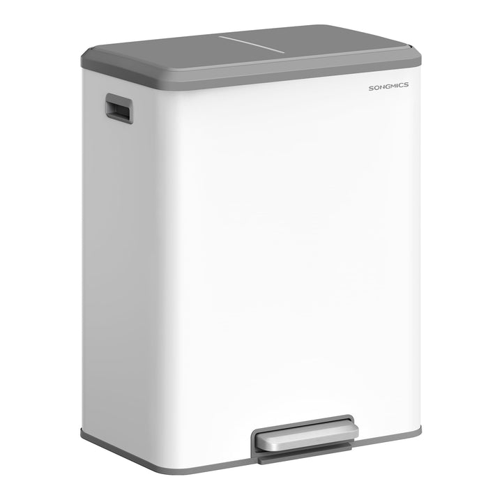 SONGMICS Mülleimer Küche, Mülltrennsystem 2 x 30 L, 2 Fächer für Recycling und Restmüll, Abfalleimer