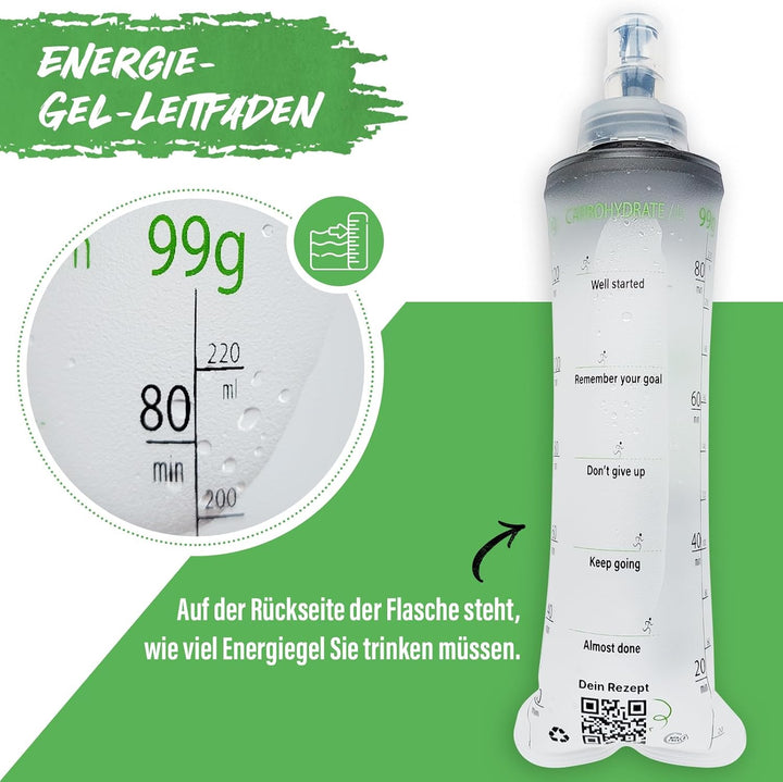 RACEPACE RaceFuel faltbare 250ml Trinkflasche Gelflasche, Soft Flask BPA-frei, mit RaceFuel Energy G