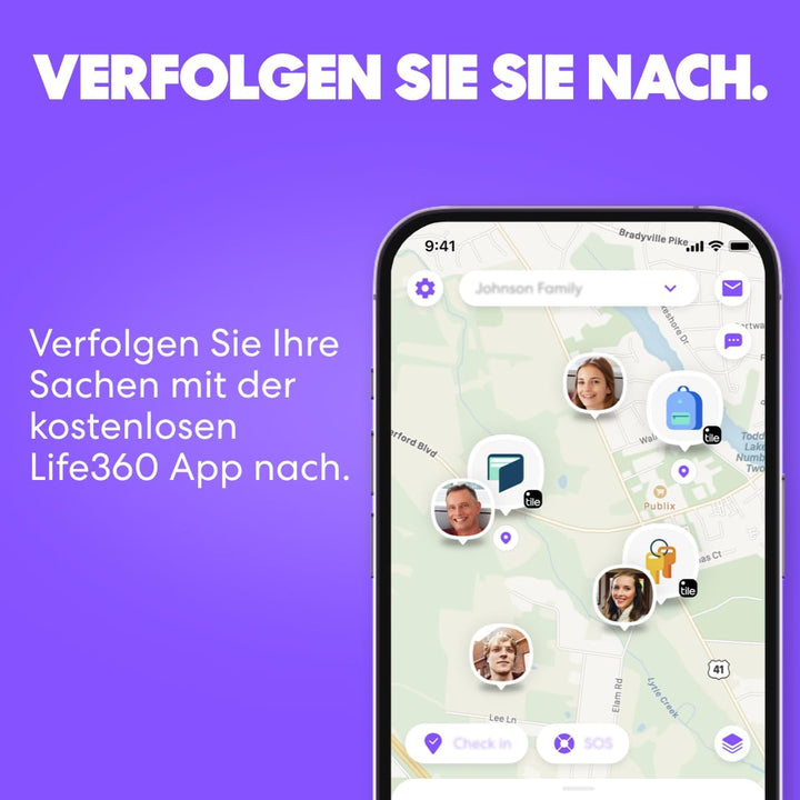 Tile by Life360 Mate - Bluetooth-Tracker, Schlüssel- und Gegenstandsfinder für Schlüssel, Taschen un