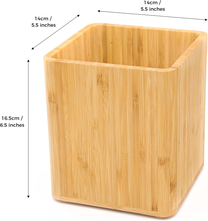 Dehaus® Gross Stilvolle Bambus Küchenutensilienhalter, Küchen Organizer, Besteckkorb, Besteckhalter