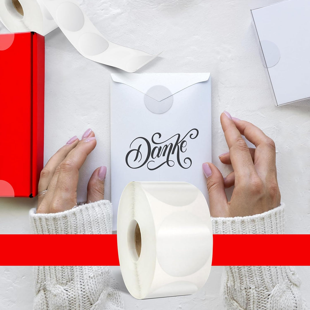 colortouch 10 Rolle, 10.000 Stück Klebepunkte Transparent Aufklebe für Verpackung - 3 cm Durchmesser
