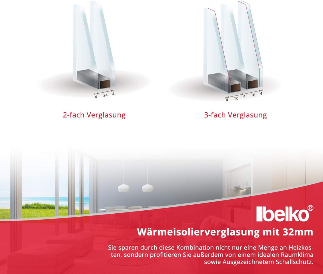 Kellerfenster - Kunststoff - Fenster - innen weiss/aussen anthrazit - BxH: 50 x 50 cm - 500 x 500 mm