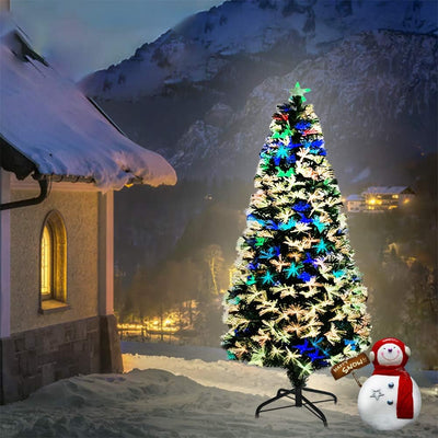 AufuN Weihnachtsbaum Künstlicher LED Glasfaser 150 cm Weihnachtsdeko Christbaum mit 160 Spitzen und