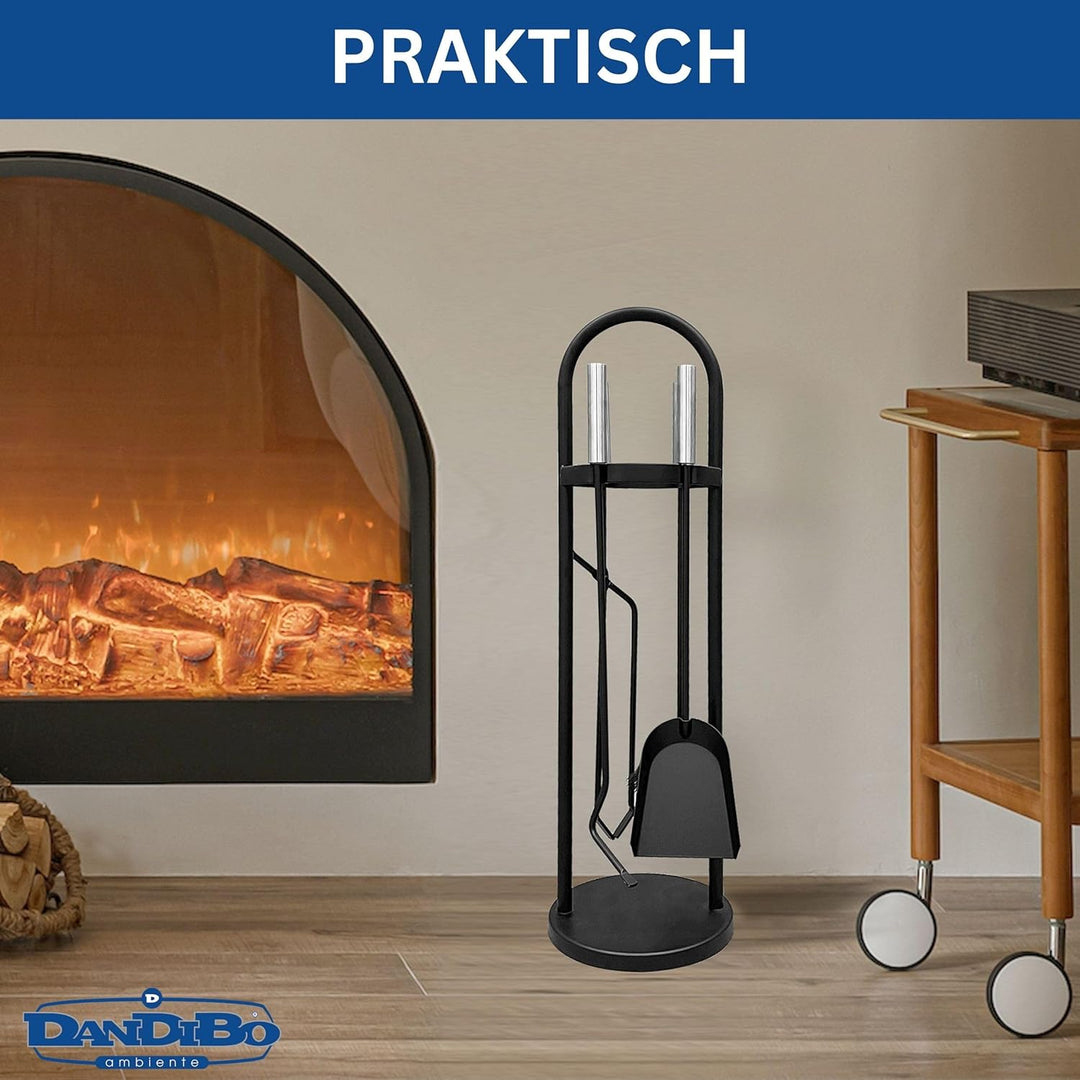 DanDiBo Kaminbesteck Modern Schwarz 5 Teilig Set 96573 Kaminset Kamingarnitur Ofenbesteck