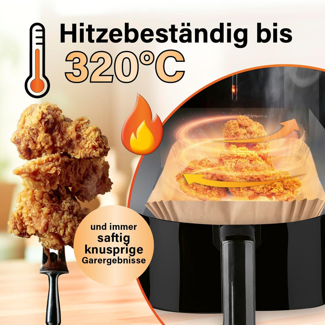 GOURMETmaxx Backpapier für Heissluftfritteuse, 3 bis 5 Liter | Backpapierschale – antihaftbeschichte