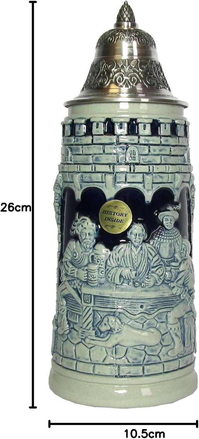 KING Blauer Bierkrug das Leben ist EIN Würfelspiel Ritterseidel 0,5 Liter Bierseidel