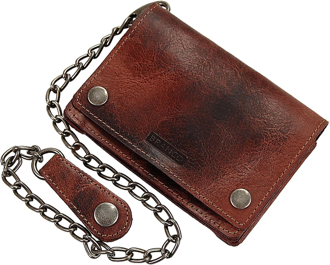 Branco Biker Geldbörse Leder mit Kette Herren Geldbeutel Kettenbörse Bikerbörse Trucker GoBago (Vint