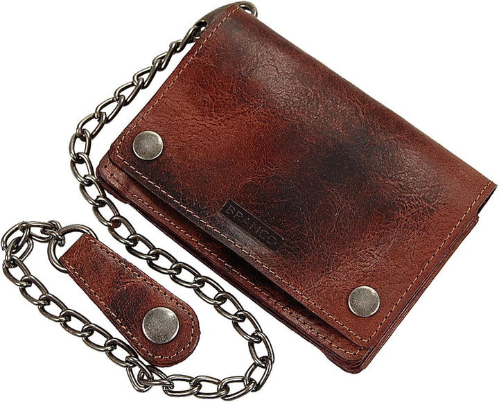 Branco Biker Geldbörse Leder mit Kette Herren Geldbeutel Kettenbörse Bikerbörse Trucker GoBago (Vint