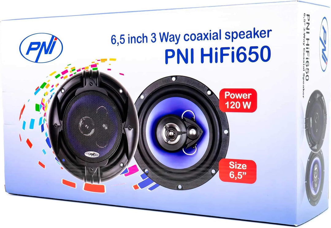 PNI HiFi650 Koaxial-Autolautsprecher, 120 W, 16,5 cm, 3 Pferde, inklusive Gitter 2er-Set