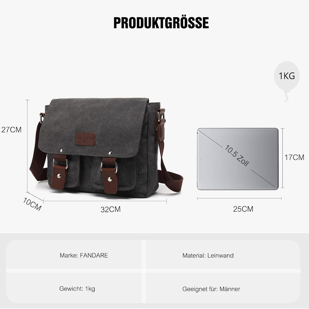 FANDARE Neu Retro Messenger Bag Umhängetasche Schultertasche 14 Zoll Laptoprucksäcke Herren Tasche K