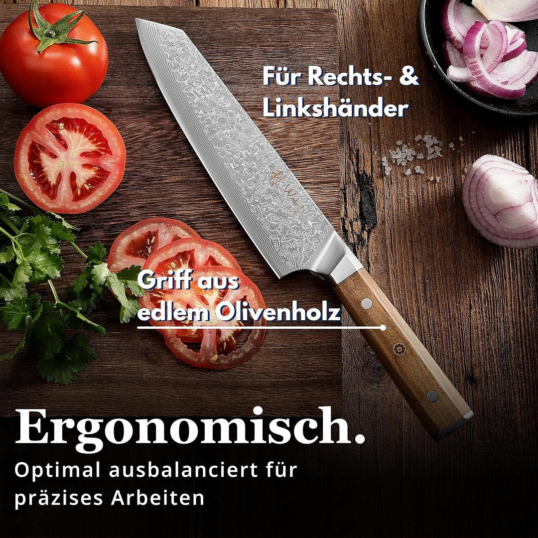 Wakoli Oribu Chefmesser Kiritsuke 20 cm extrem scharfe Klinge aus 67 Lagen I Damast Küchenmesser und