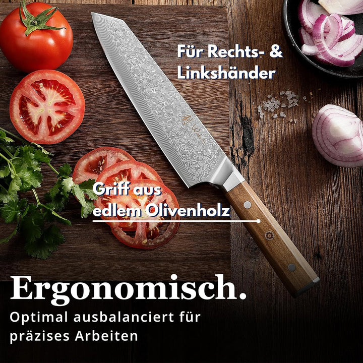 Wakoli Oribu Chefmesser Kiritsuke 20 cm extrem scharfe Klinge aus 67 Lagen I Damast Küchenmesser und