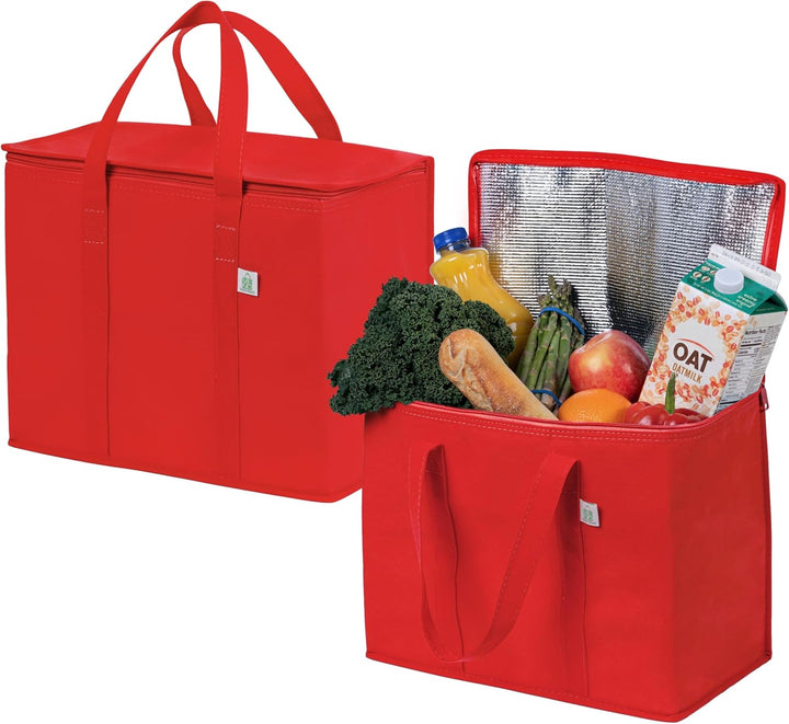 VENO 2-er Pack isolierte, wiederverwendbare Kühltasche, Einkaufstaschen, gross, robuste Griffe, Dopp