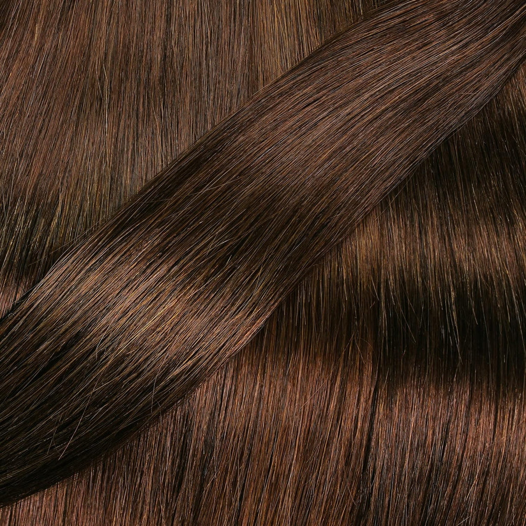 hair2heart Premium Microring Extensions Echthaar glatt - 100 Strähnen 0.8g 40cm 6/3 dunkelblond gold