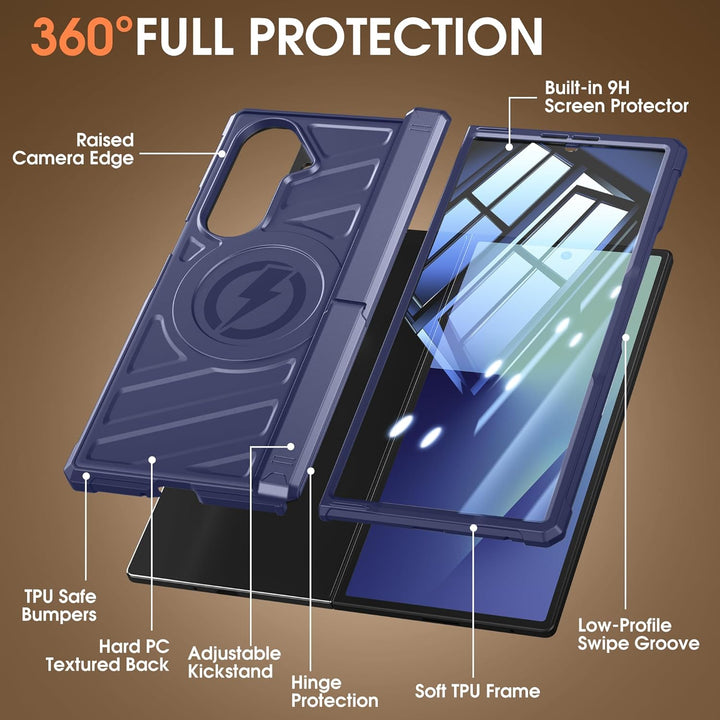 spoovcto für Samsung Galaxy Z Fold 7 Hülle: Dualer Ständer Horizontal/Vertikal, Militärstandard Scha