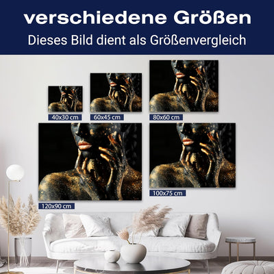 wandmotiv24 Leinwand-Bild Gold Collection, Grösse 40x30cm, Querformat, Frau in Schwarz mit Goldener