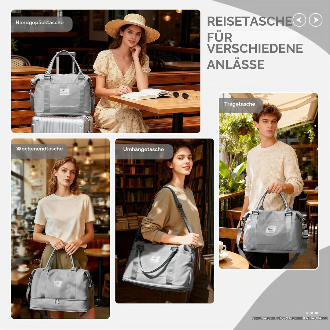 SEAFEW Reisetasche Klein, 40x20x25 Ryanair Handgepäck Tasche für Flugzeug Weekender Sporttasche Dame