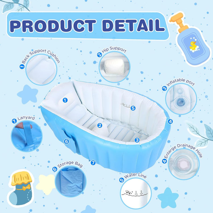 Aufblasbare Baby Badewanne, Säuglings Kinder Badewanne mit Luftpumpe, Reise Tragbare Badewanne für D