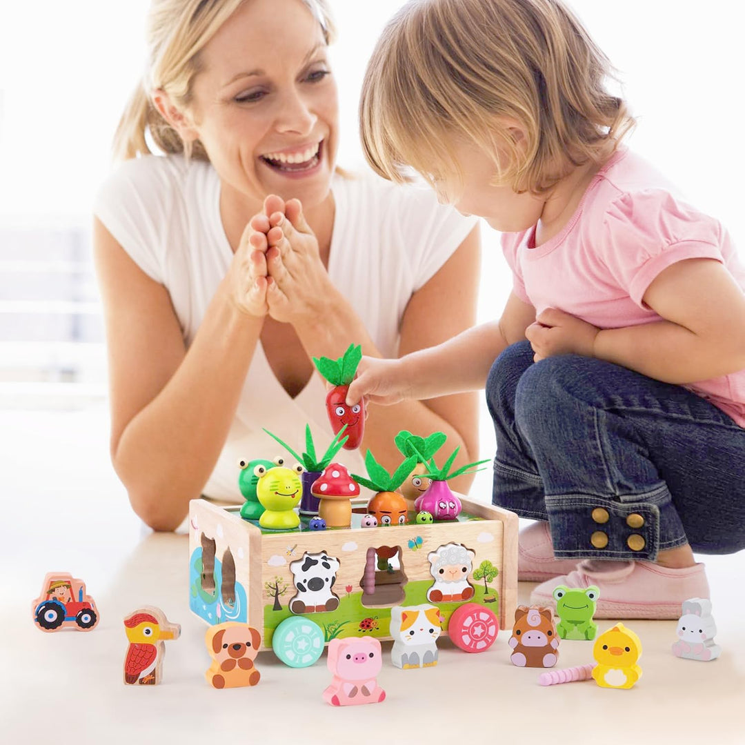 Montessori Spielzeug ab 1 2 3 Jahr | Karotten Steckspiel Holz | Montessori Geschenk Mädchen Jungen |