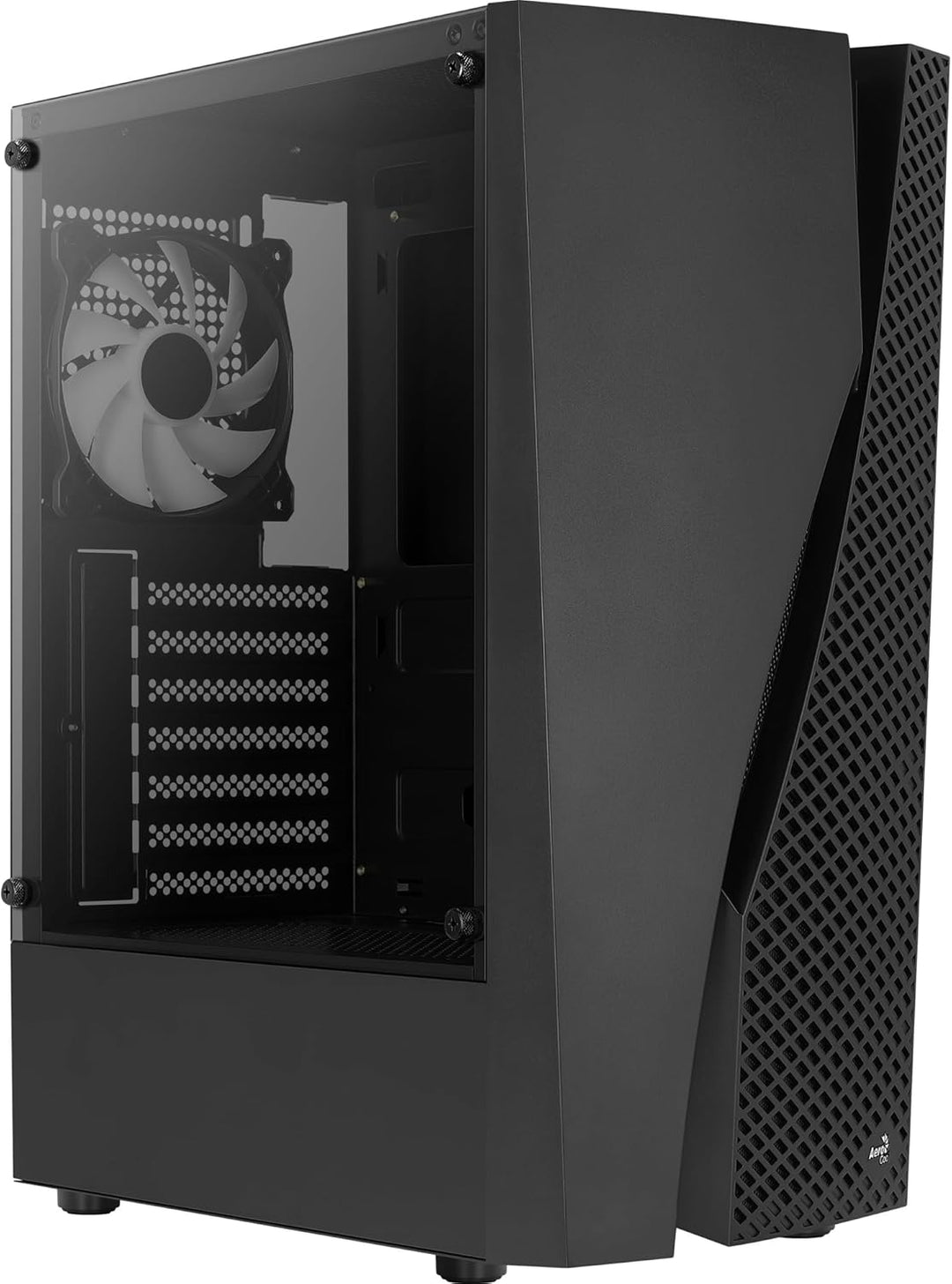 Aerocool WAVEBKV3, PC ATX Gehäuse, Gehärtetes Glas, 4xLüfter RGB 12cm, Schwarz Schwarz WAVEBKV3