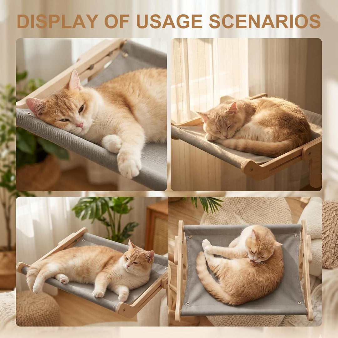 Katzen Hängematte für Fenster, Hängende Katzenhängematte, Katzenliege Balkon, Holz Katze Fenster Sit