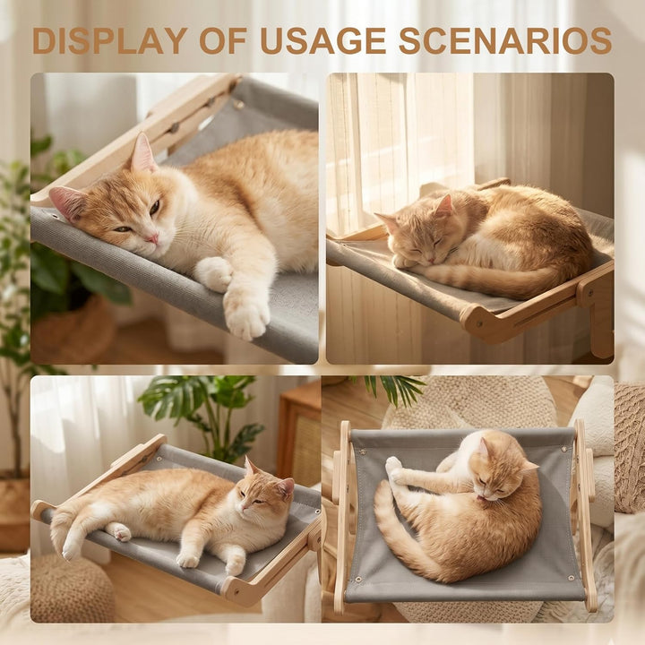 Katzen Hängematte für Fenster, Hängende Katzenhängematte, Katzenliege Balkon, Holz Katze Fenster Sit