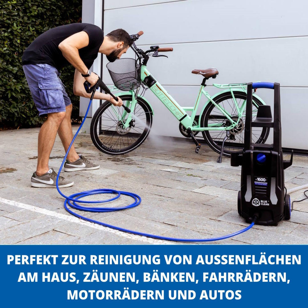 AR Blue Clean Hochdruckreiniger e-1600P mit Patio Cleaner und Feste Bürste (1600 W, 125 bar, 420 l/h