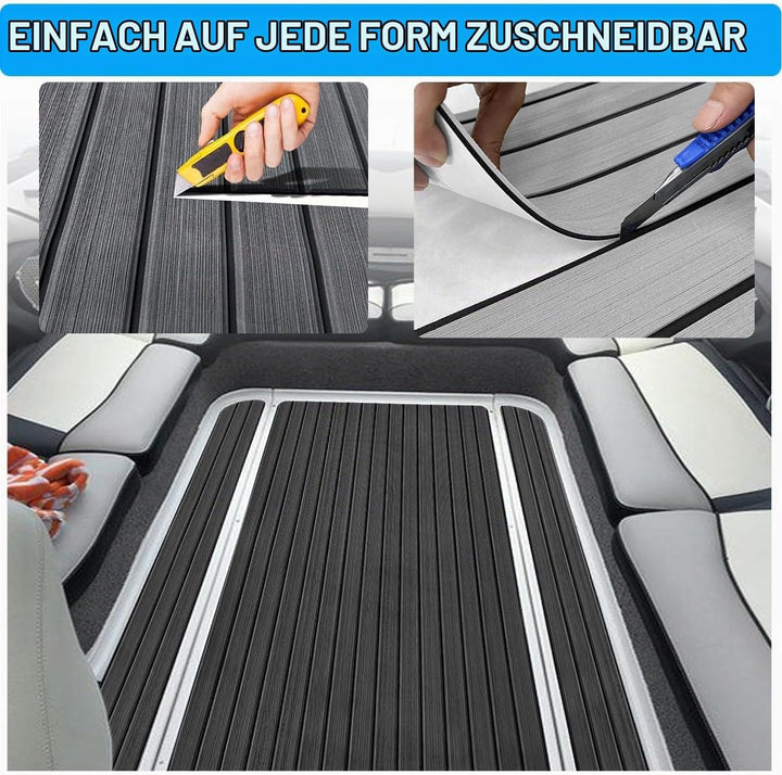 Eva Schaum Boot Bodenbelag Marine rutschfeste Matte 240x112/90/55/41cm Selbstklebend Teakholzimitat