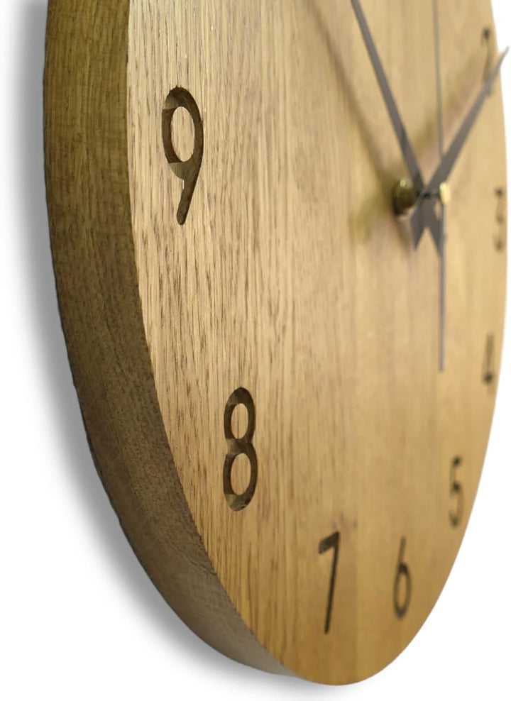 Wanduhr für die Wand MAS002 aus Echtem Eichenholz, Runde, Eiche - Honigfarbe, 50x50x2 cm, 2500 g 50