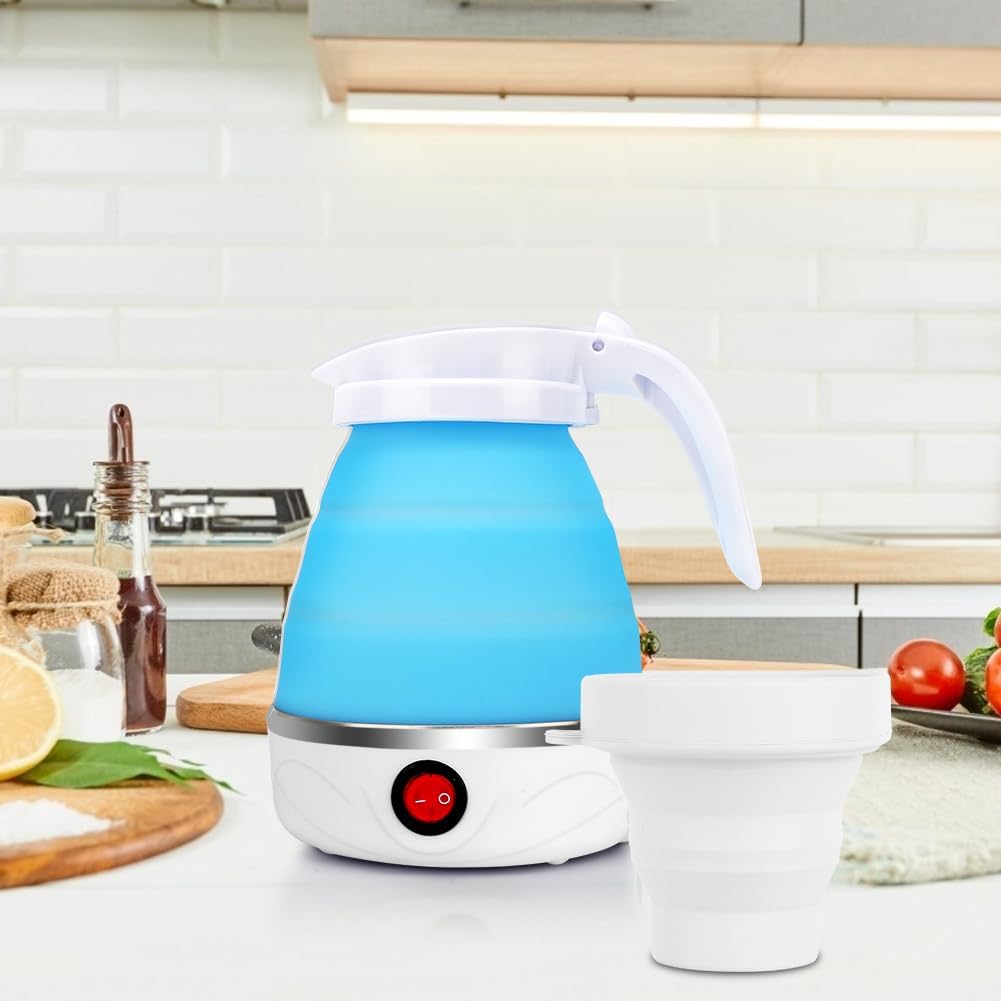 RANJIMA Wasserkocher Faltbar, 0,6L Tragbarer Camping Wasserkocher Elektrischer Wasserkocher Mini Rei