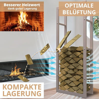 LAWA Living and Lifestyle Kaminholzregal VERZINKT 60x25x150 Feuerholzregal innen Brennholzregal auss